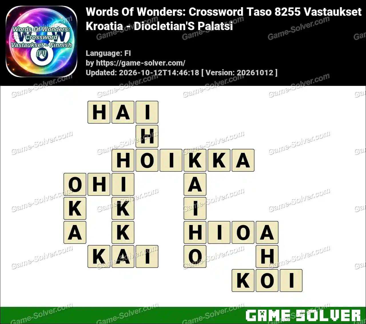 Words Of Wonders: Crossword Taso 8255 Vastaukset – Kroatia – Diocletian’S Palatsi
